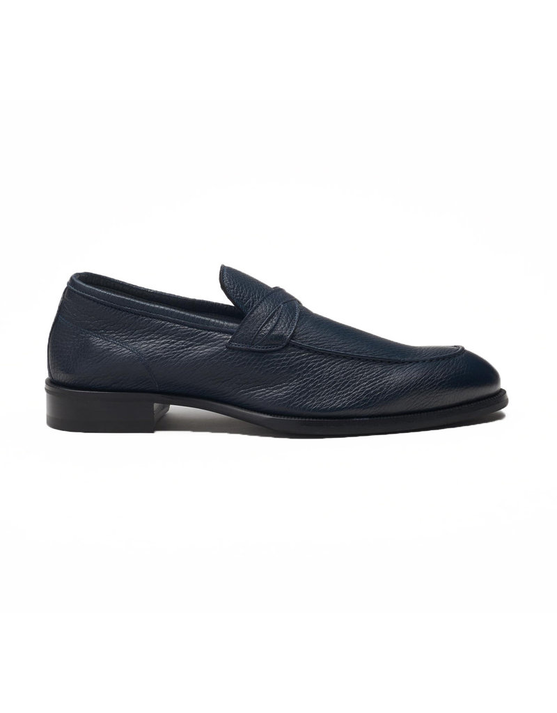 Textured Deerskin Loafer, Rubber Sole