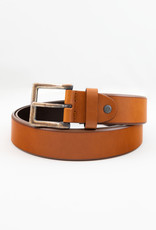 Leather Belt with Square Brass Buckle