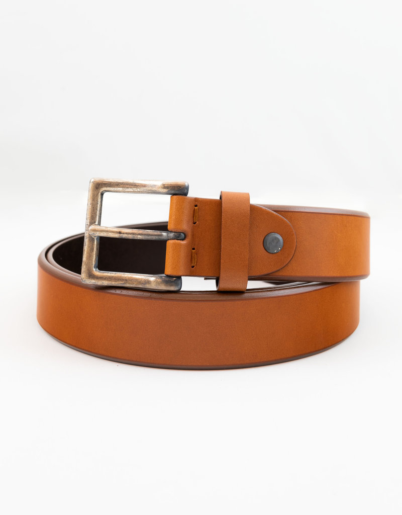 Leather Belt with Square Brass Buckle