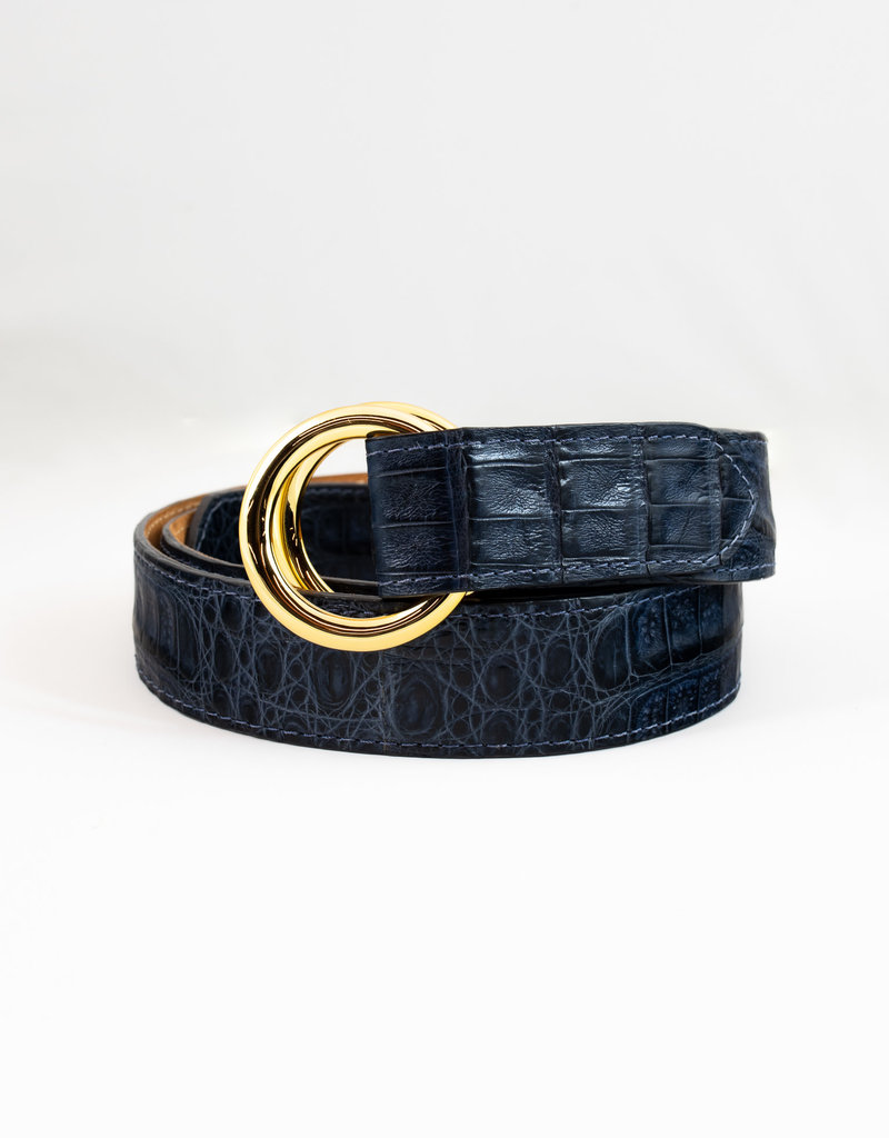 Matte Caiman Crocodile Belt, O-ring buckle