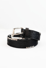 Bark Effect Leather Belt with Clips