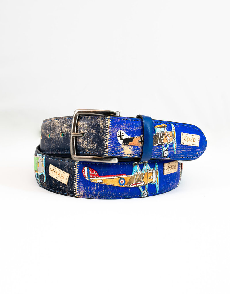 Airplane  Dipinti Leather Belt