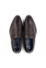 Textured Deerskin Penny Loafer, Rubber Sole BROWN