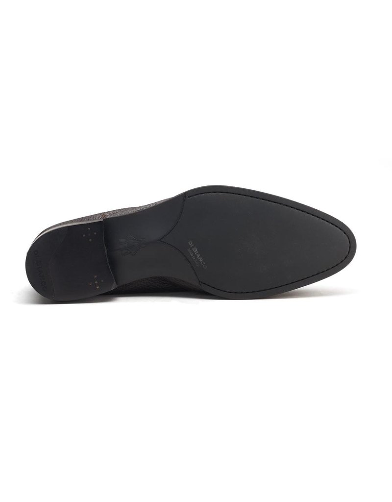 Textured Deerskin Penny Loafer, Rubber Sole BROWN