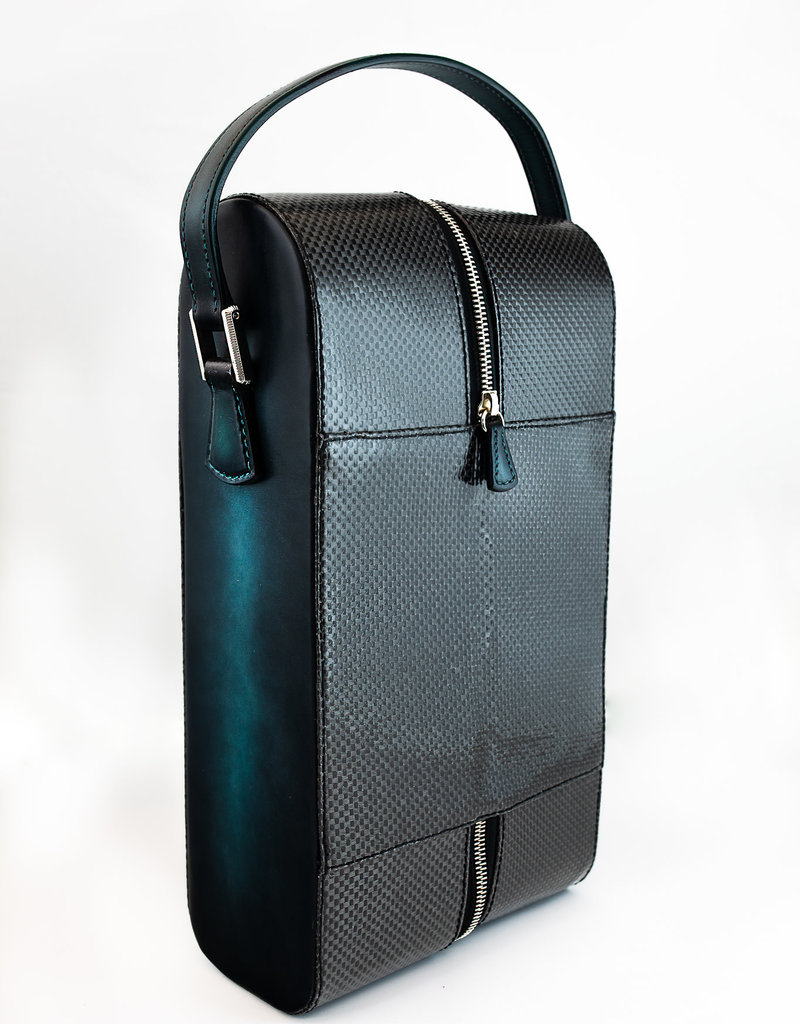 Two bottle Carbon fiber Wine Carrier Green