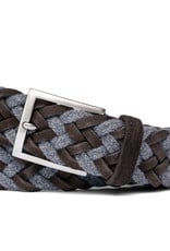 Cloth and Suede Braided Belt with Crocodile Tabs