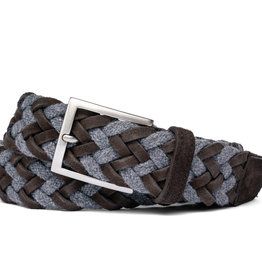 Cloth and Suede Braided Belt with Crocodile Tabs