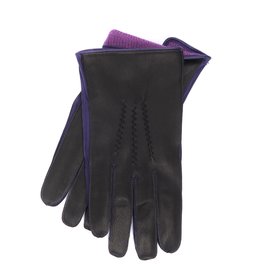Black and Purple Leather Gloves