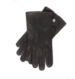 Black Leather Gloves with stitch detail