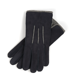 Lambskin Gloves with 100% Cashmere lining Navy/Gray