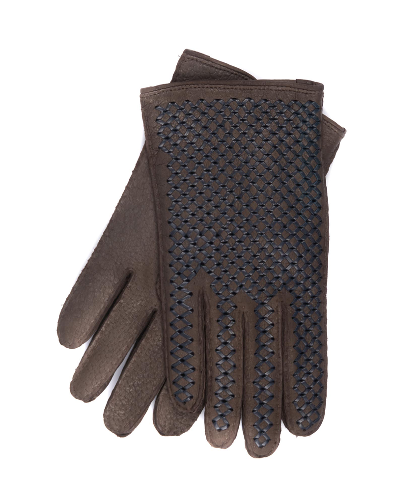 Peccaray Braided Leather Gloves with Cashmere Lining