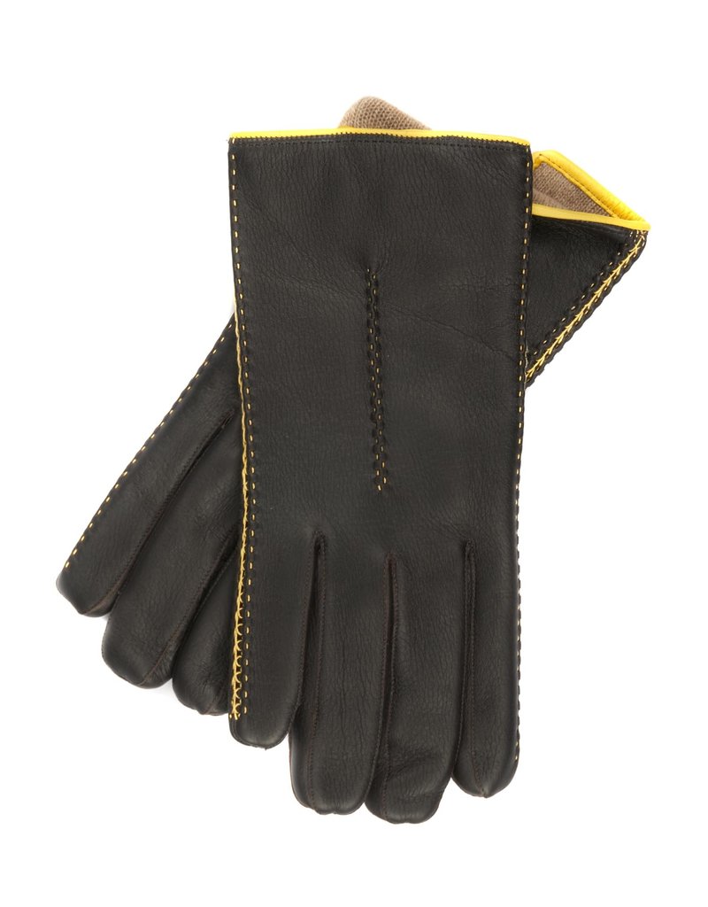Deerskin Leather Bi-color gloves w/ Cashmere Lining