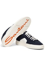 Santoni nubuck leather sneakers, Dark Navy Blue