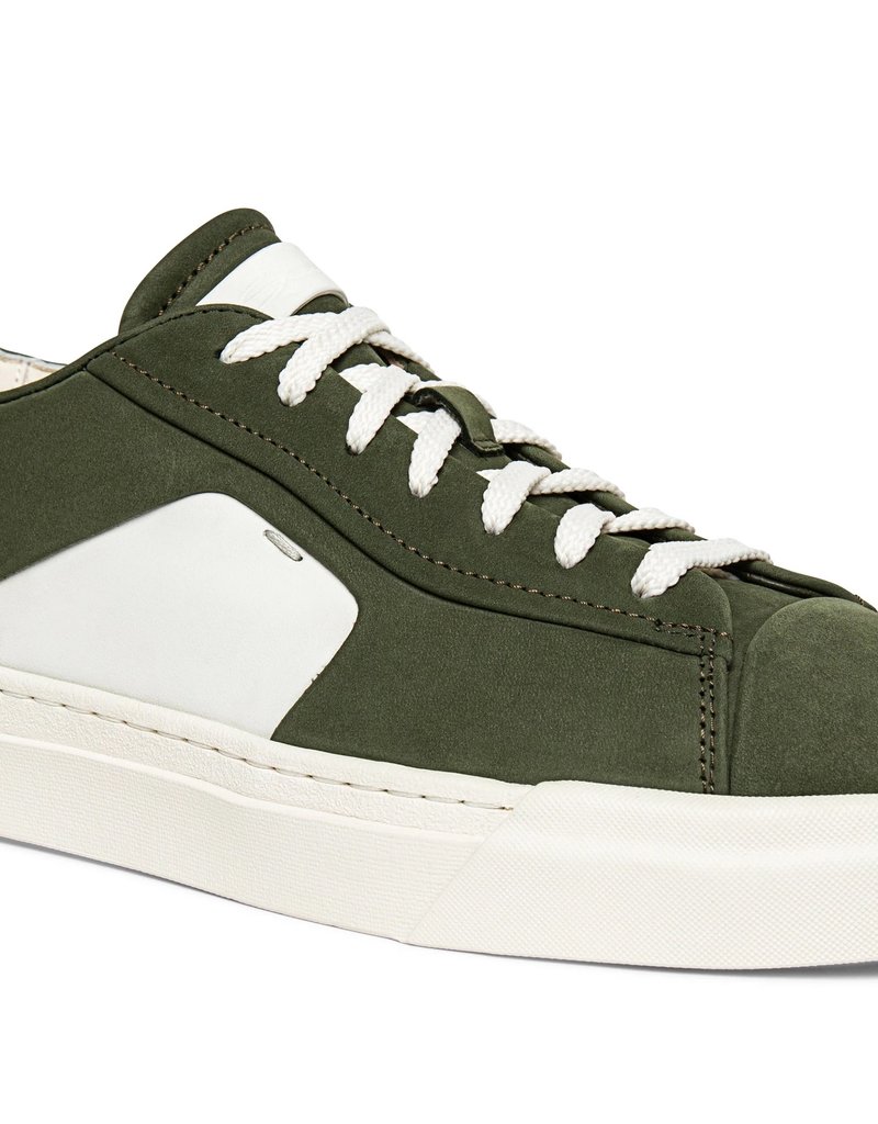 Santoni nubuck leather sneakers, Olive Green