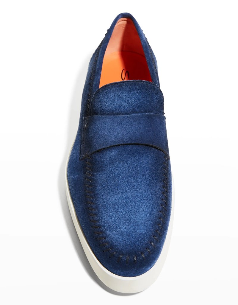 Santoni Blue Suede Loafers