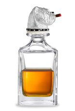 Deakin and Francis Bulldog Crystal Decanter silver OS