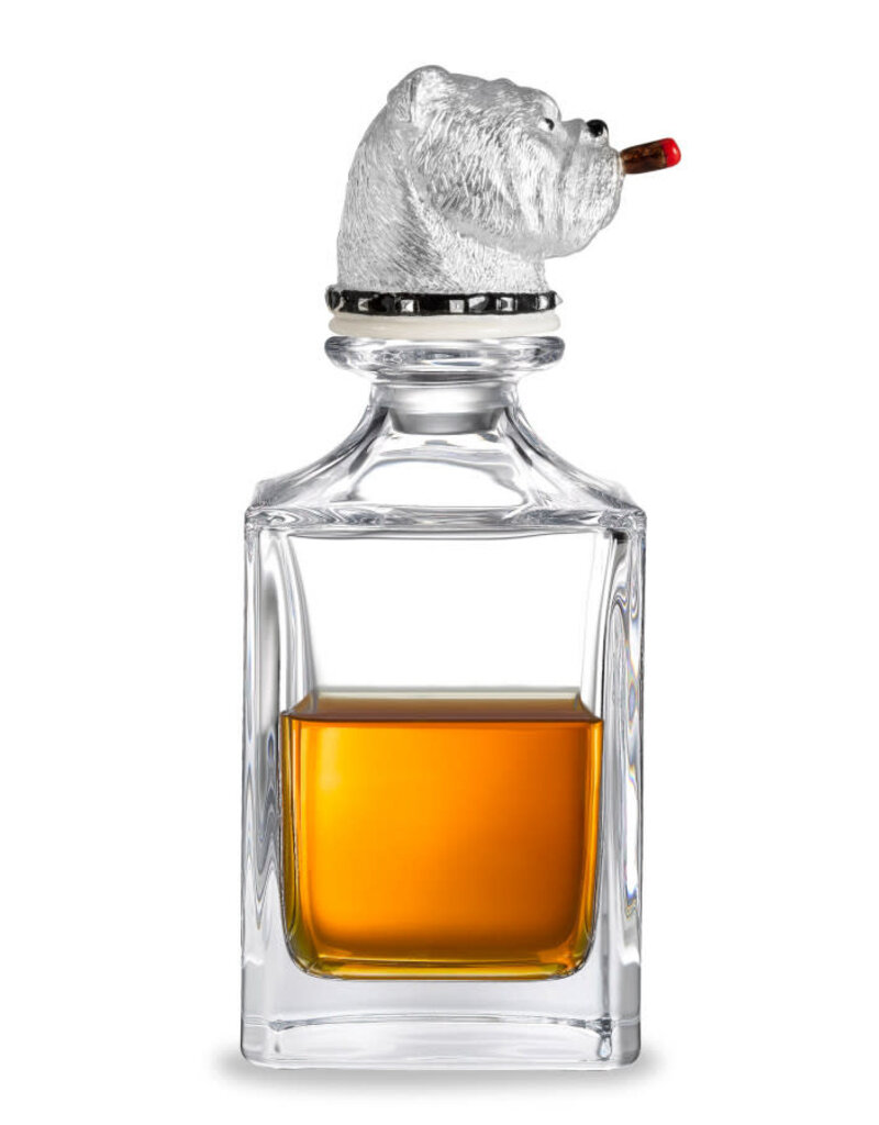 Deakin and Francis Bulldog Crystal Decanter silver OS