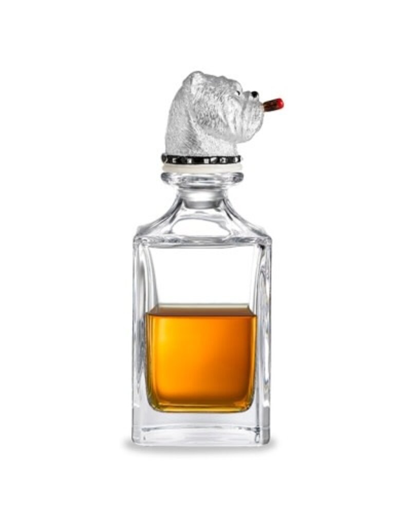 Deakin and Francis Bulldog Crystal Decanter silver OS