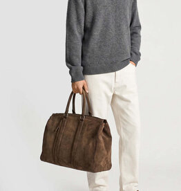Suede Weekender Travel Bag Olive Brown