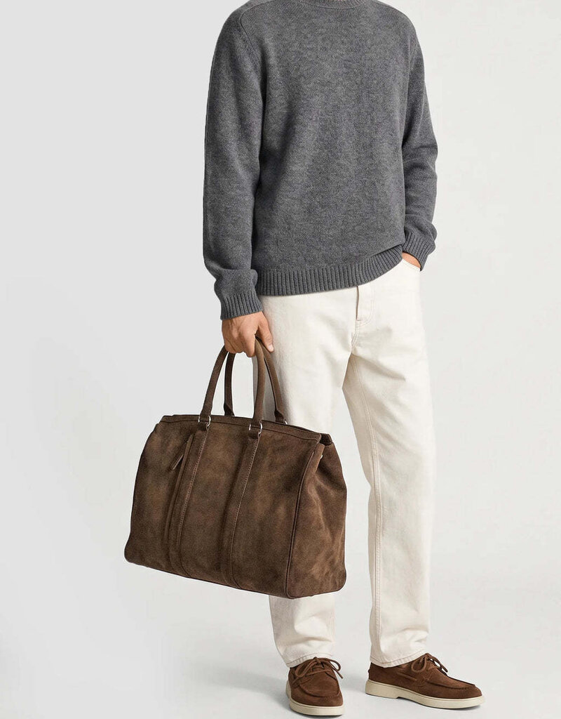 Suede Weekender Travel Bag Olive Brown
