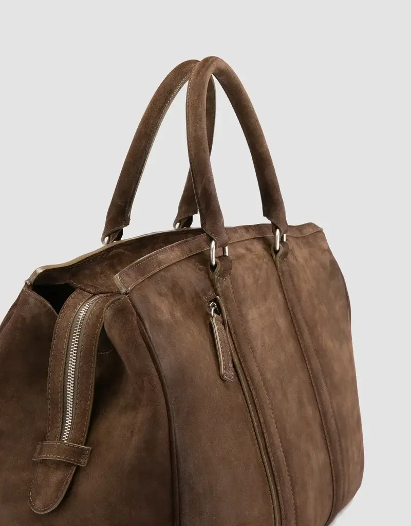 Suede Weekender Travel Bag Olive Brown