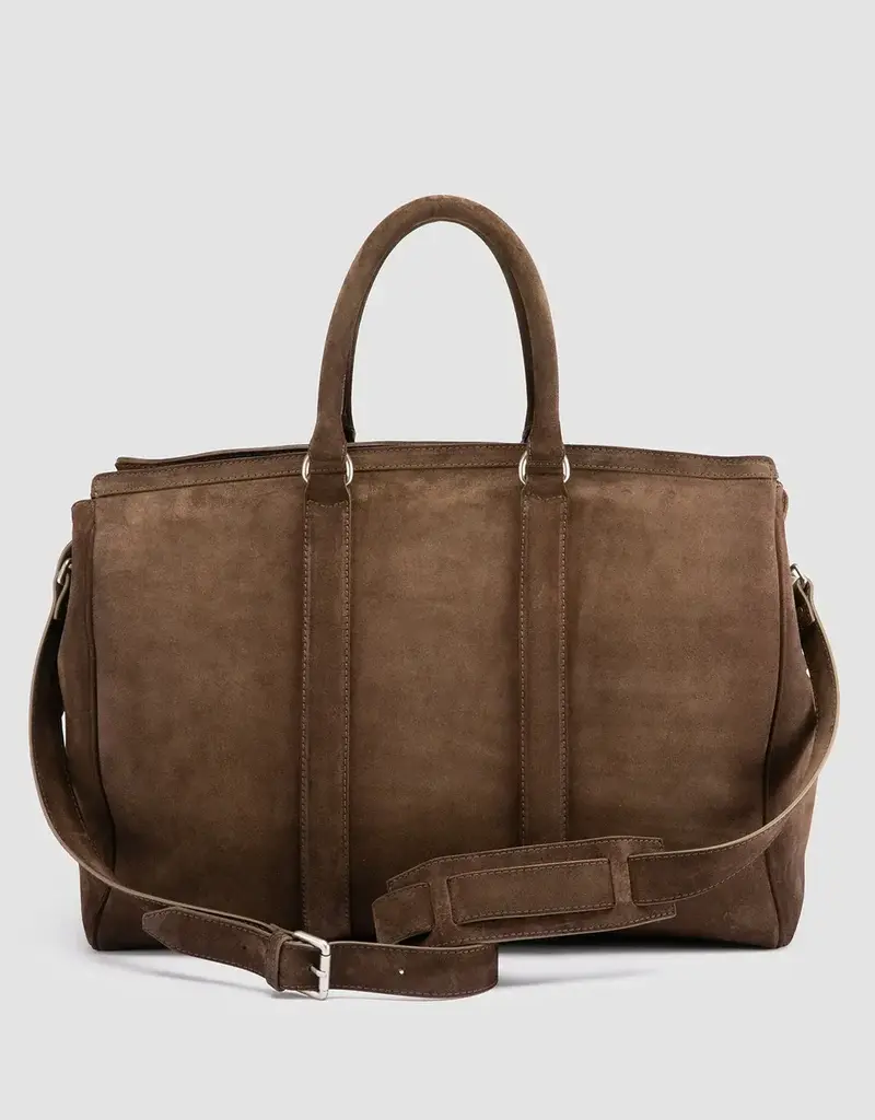 Suede Weekender Travel Bag Olive Brown