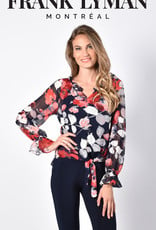 Frank Lyman Frank Lyman 216497 Long Sleeve Sheer Floral Top with a Solid Under Tank