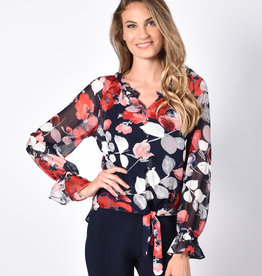 Frank Lyman Frank Lyman 216497 Long Sleeve Sheer Floral Top with a Solid Under Tank