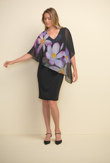 Joseph Ribkoff Joseph Ribkoff 211408 Black Dress with 3/4 Sleeve Floral Overlay