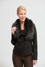 Joseph Ribkoff Ladies biker jacket w/ faux fur trim 213955