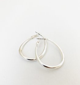 Caracol Caracol Shiny Silver Oval Hoop Earrings 2469-SLV-S