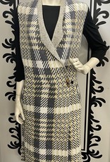 Yest Yest  0002395 Long Plaid Knit Vest with Pocket
