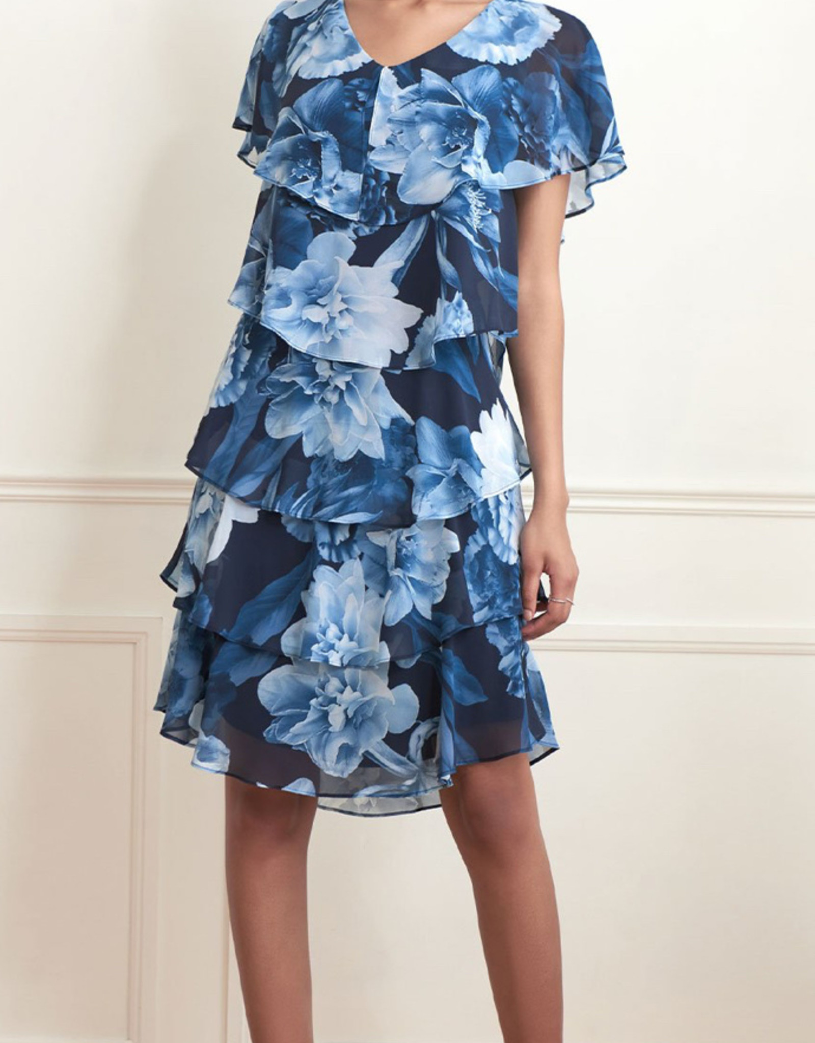 Joseph Ribkoff Joseph Ribkoff 221332 Floral Dress with Sheer Overlay