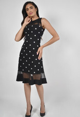 Frank Lyman Frank Lyman 226403 Sleeveless Polka Dot Dress with  Sheer Overlay