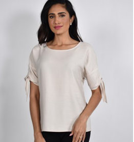 Frank Lyman Frank Lyman 211157 Short Sleeve Top with Button Detail Down the Back and Ties on the sleeve