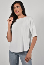 Frank Lyman Frank Lyman 226375 Short Sleeve Top with Round Neckline and Hemline and Buttons down the Back