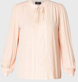 Yest Yest 0002639 Gitana Long Sleeve Blouse  with Tie at Neck and Lace Detail