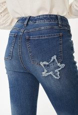 French Dressing Jeans FDJ 2404179 Pull On Slim Leg Capri with Frayed Hem and Star Patches