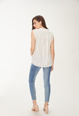 French Dressing Jeans FDJ 1280715 Pintuck V Neck cap Sleeve Blouse