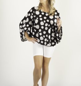 Pure Essence Pure Essence 462-4825 Bamboo Boat Neck Relaxed Fit Top With Large Polka Dots