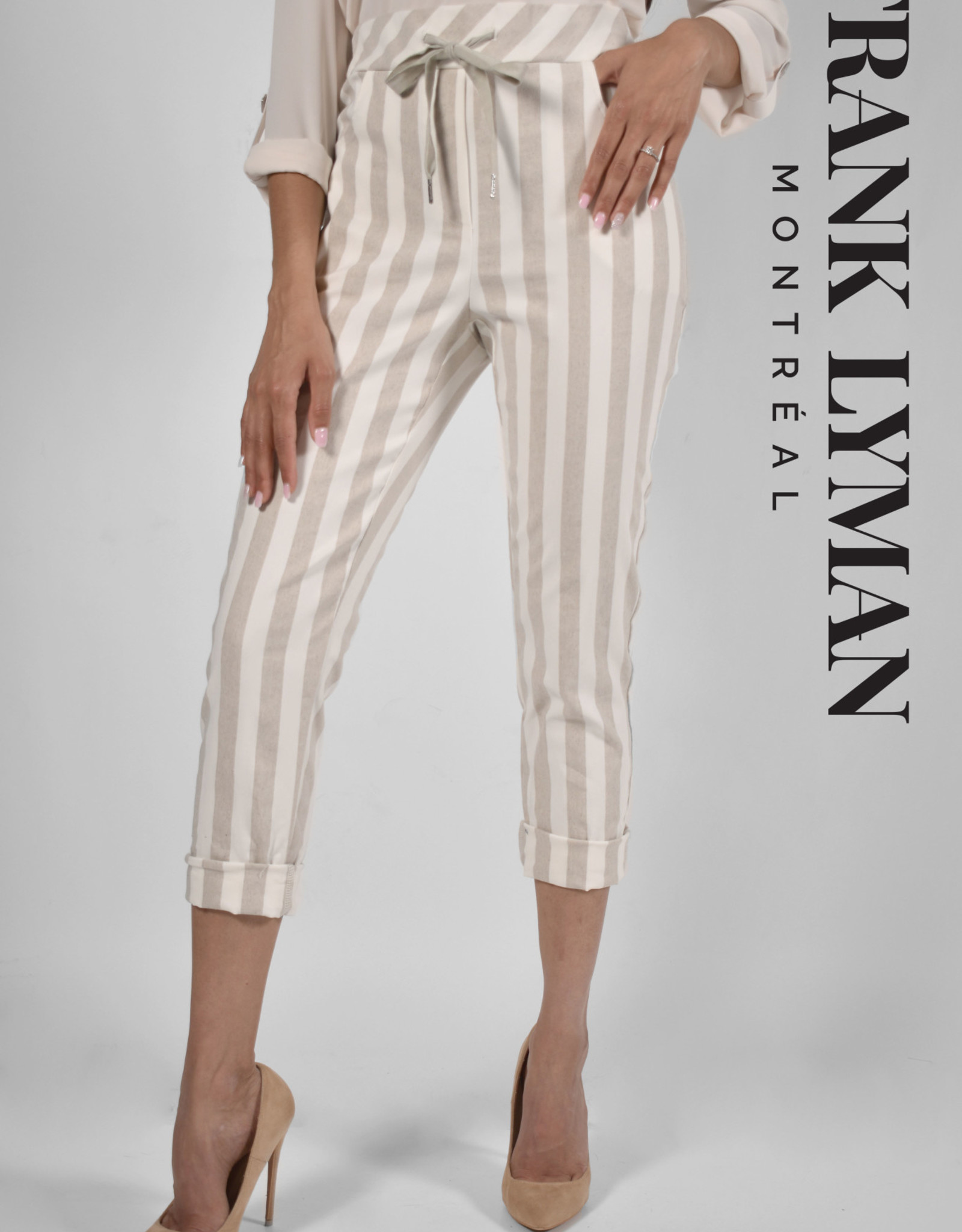Frank Lyman Frank Lyman Beige/Cream Striped Pant 226547