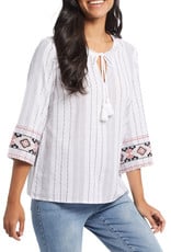 Tribal Tribal 7287O 3/4 Sleeve Embroidered Blouse