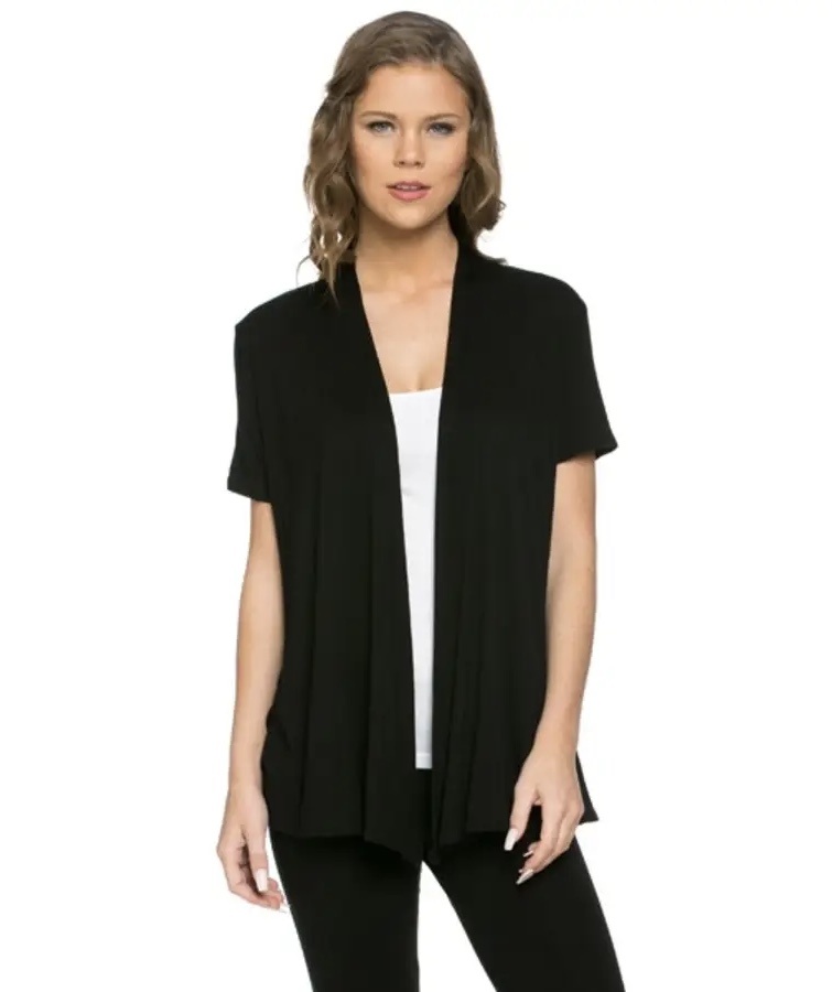 Short Sleeve Open Front Cardigan 