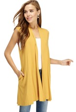 Women’s Long Sleeveless Vest with Pockets