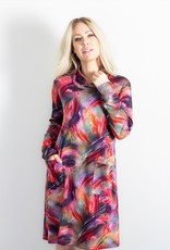 Pure Essence Pure Essence 383-4801 Long Sleeve Cowl Neck Dress with Front Pockets