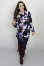Pure Essence Pure Essence 470-4691 Cross Over Cowl Neckline Top in a Fun Abstract Print
