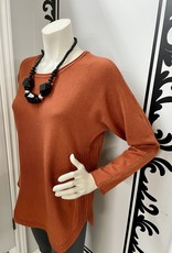 Ladies Knitted Long Sleeve Knit Sweater with Rounded Neckline and Hemline