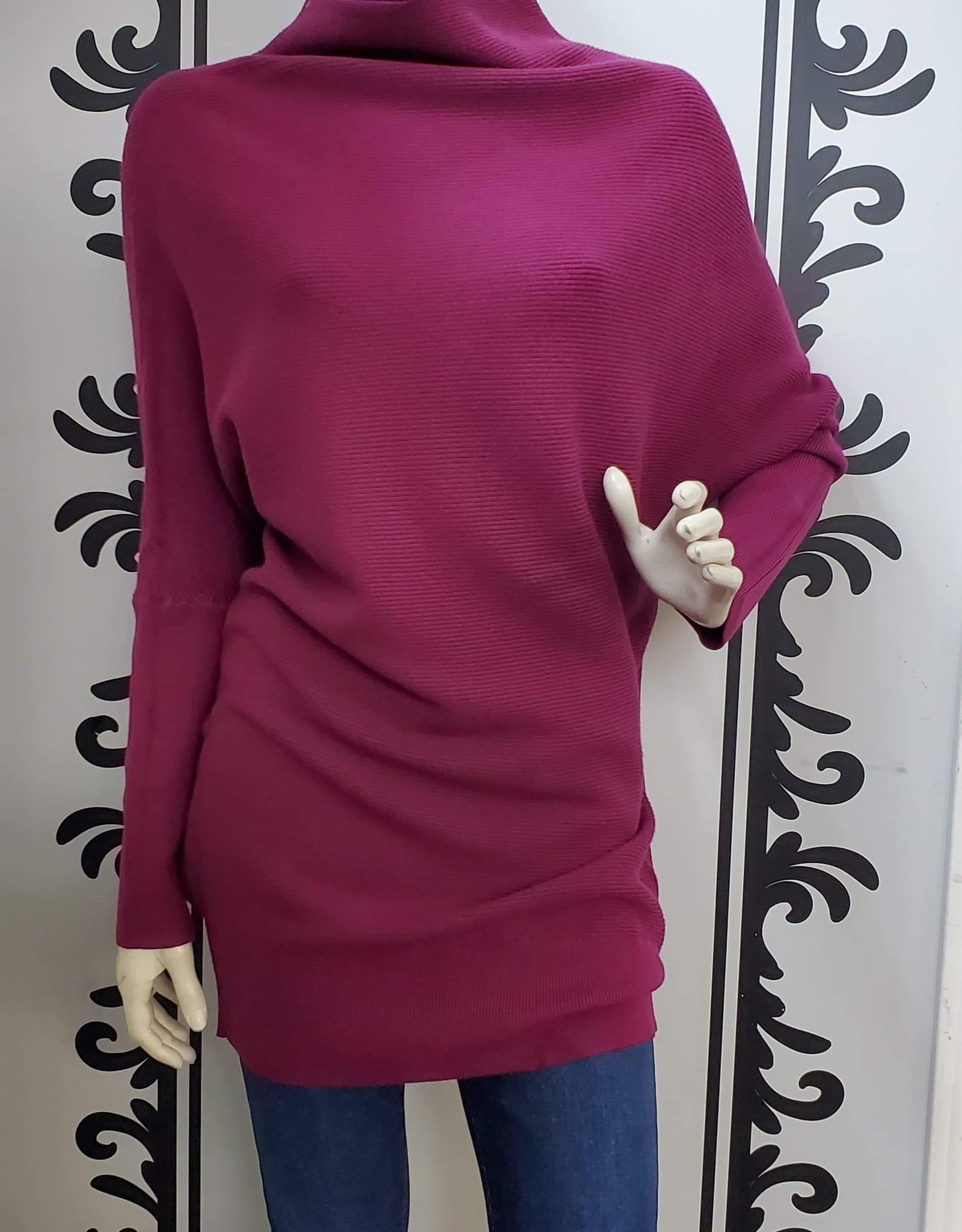 Slouch Neck Dolman Sleeve Tunic Sweater 