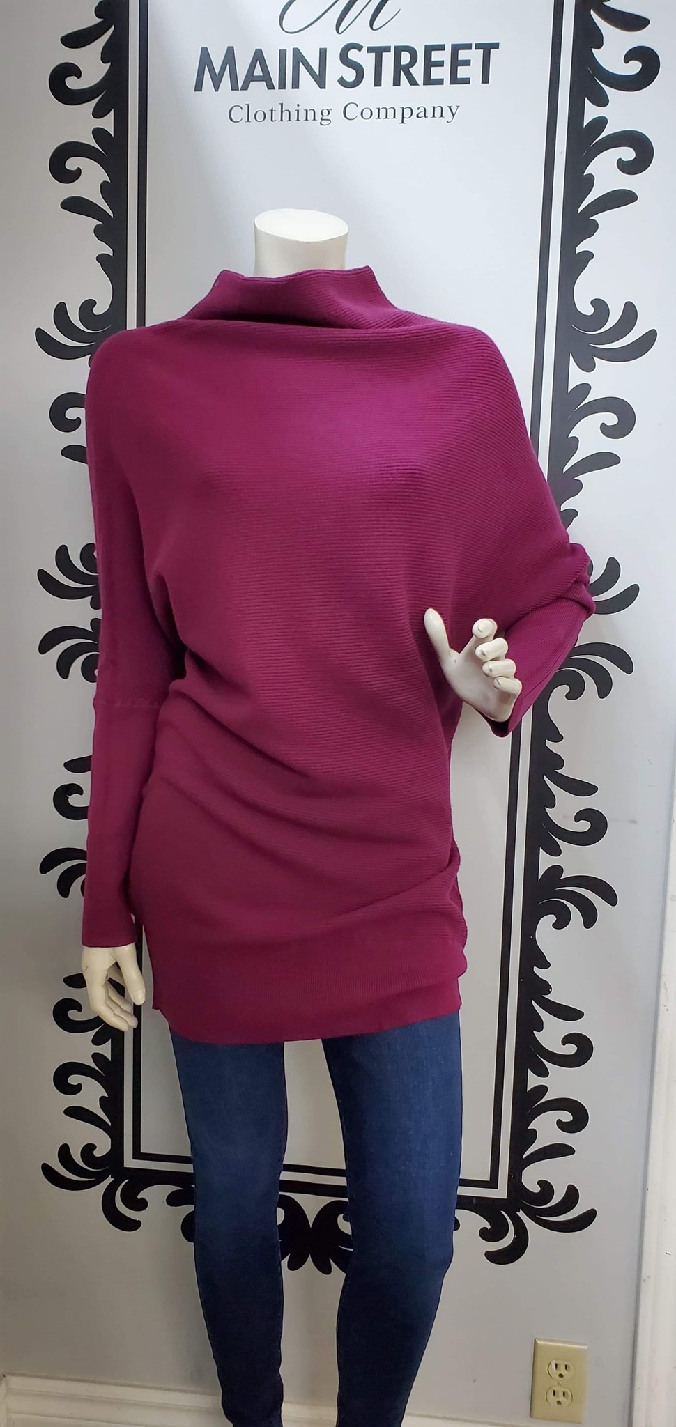 Slouch Neck Dolman Sleeve Tunic Sweater 