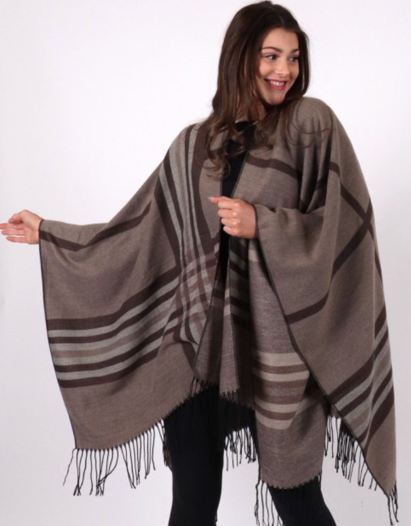 Cherie Bliss Plaid Patterned Shawl with Fringe